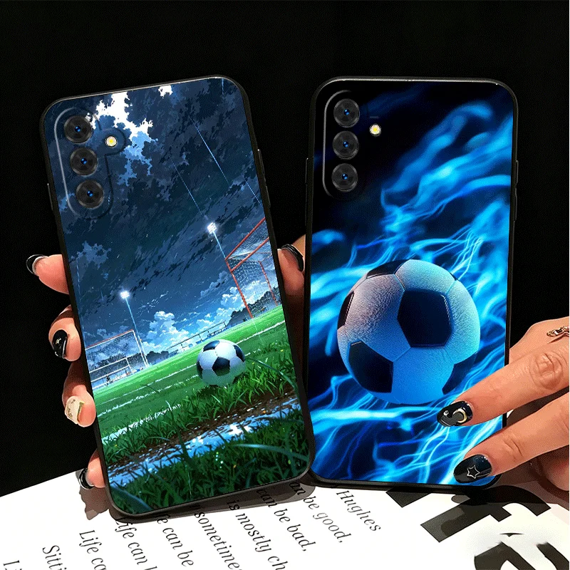 Football Soccer Ball Design Silicone Phone Case for Samsung A17 A16 A15 A14 A13 A57 A56 A55 A54 A53 A37 A36 A35 A34 A33 A27 A26