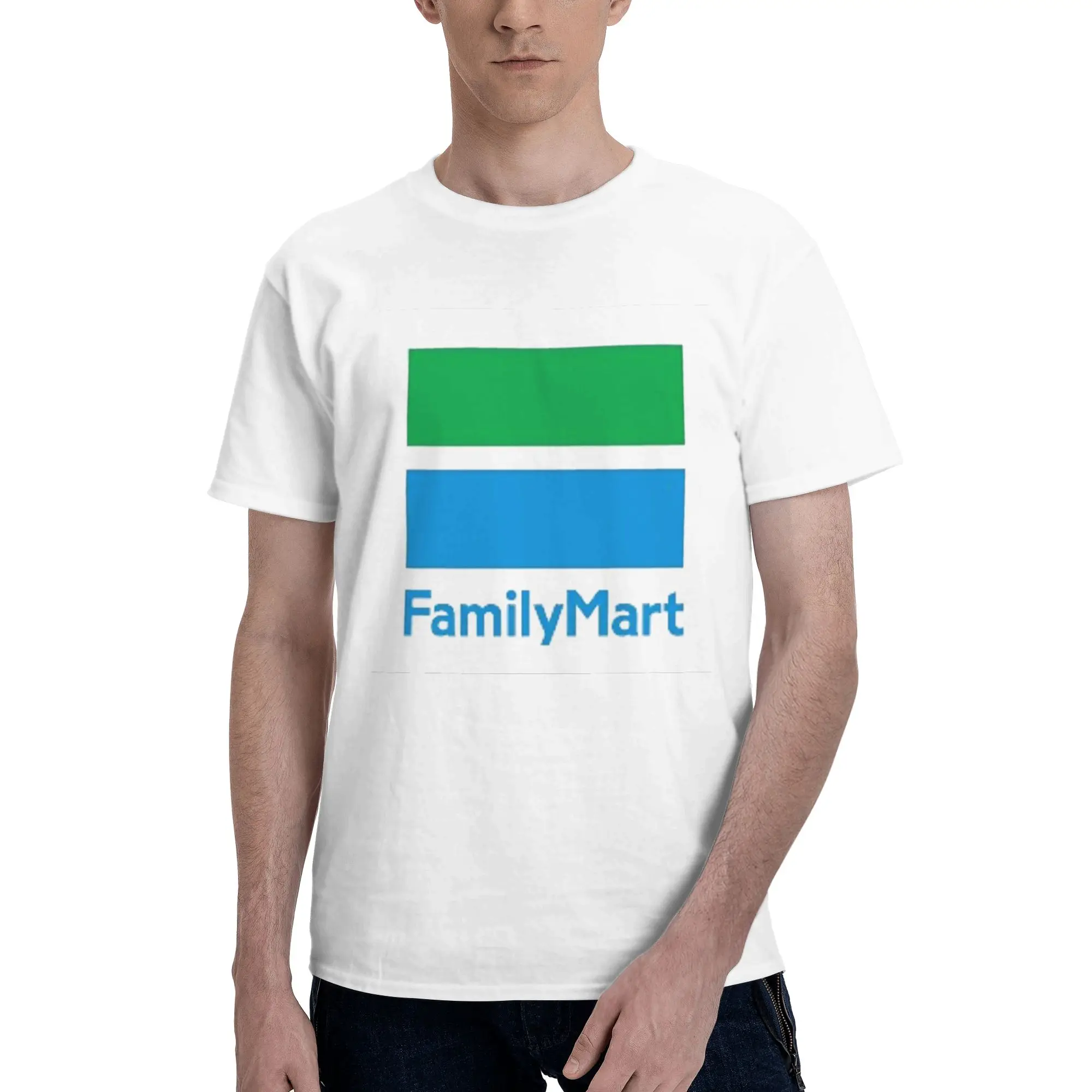 

family mart 100% Cotton T-Shirt Men's Fashion T Shirts Men Crew Neck Short Sleeve S-6XL
