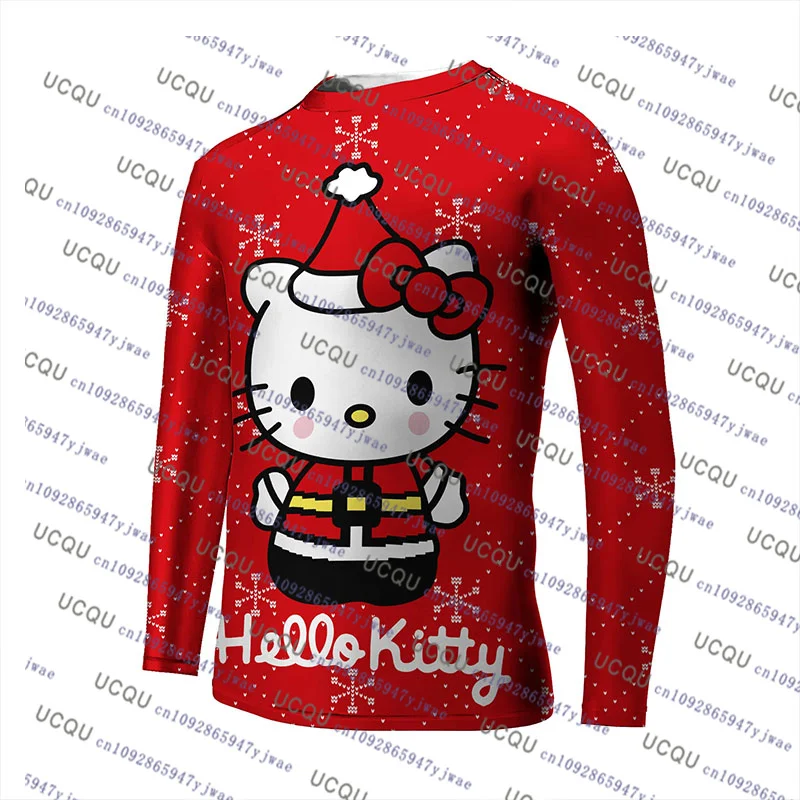 

Hello Kitty Tshirt Long sleeve Sportswear Autumn WomenMen Casual Lightweight Breathable Streetwear Christmas Parent Child Tshirt