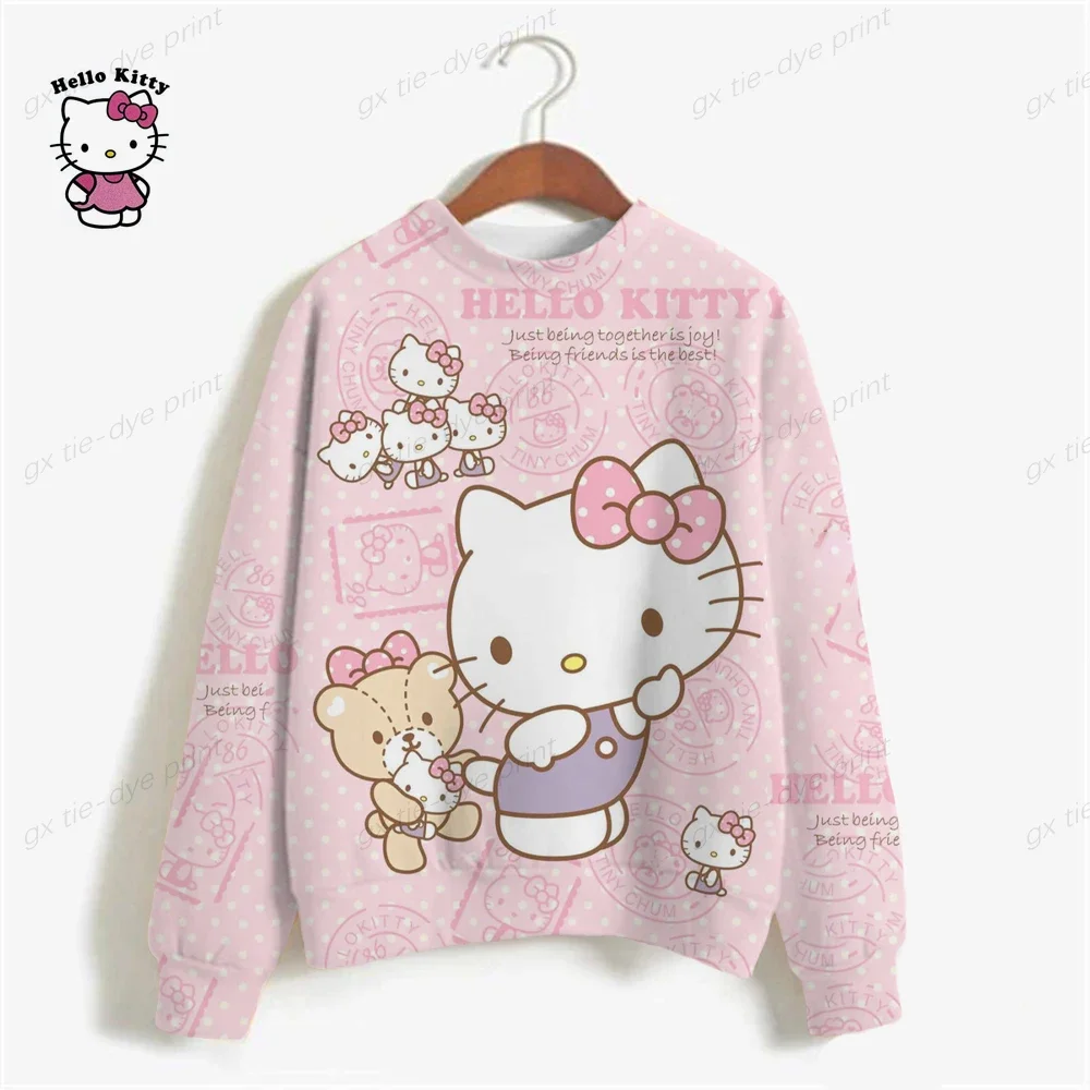 Female High Street Sweatshirt For Women Hoodies Graphic HELLO KITTY Y2k Clothes Cartoon Print Sweatshirt Women Hoodies