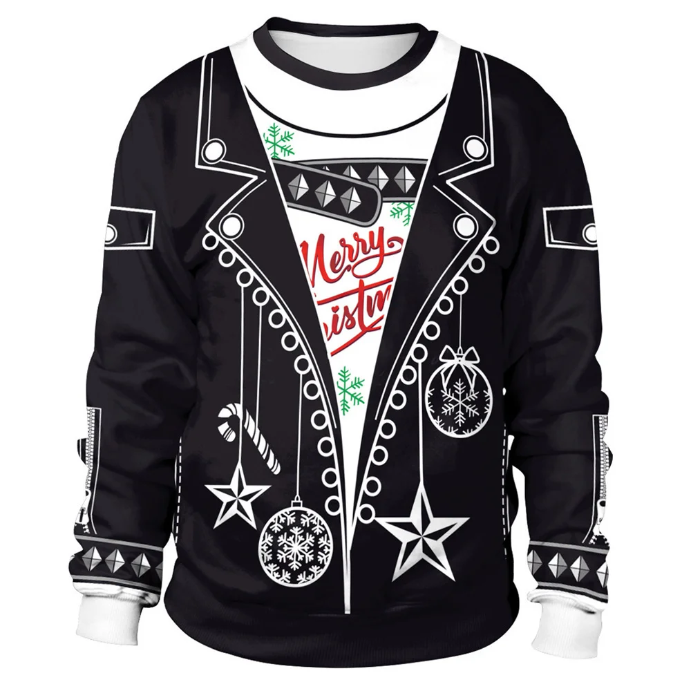 إِلْكَة عيد الميلاد نمط الرجال هوديس عادية س الرقبة فضفاض بلوزات الخريف الشتاء الشارع الهيب هوب البلوز موضة عيد الميلاد الملابس