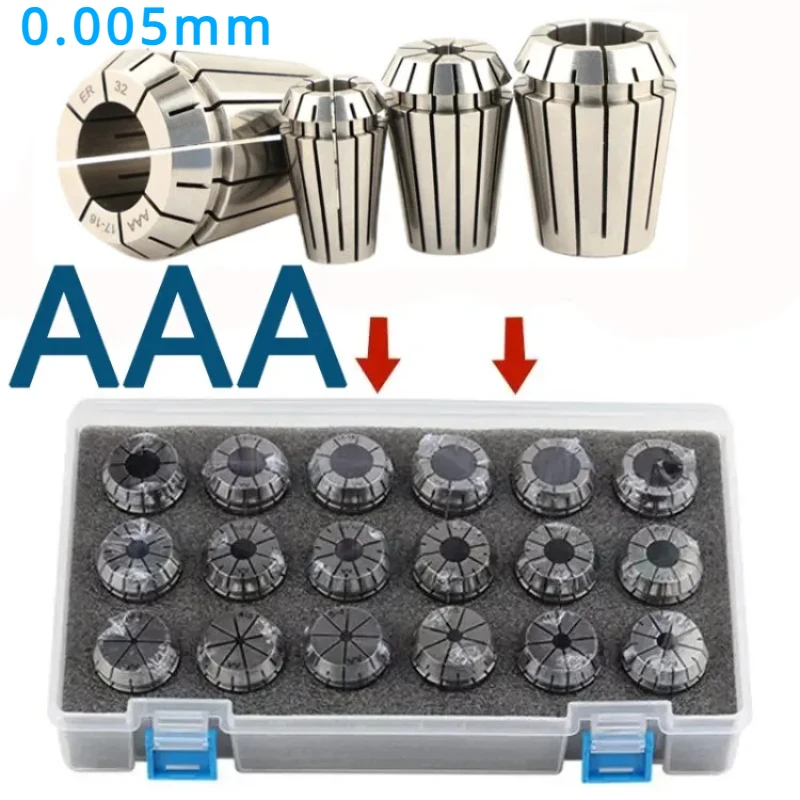 Imagem -06 - Cnc Milling Tool Holder Máquina de Gravura Metal Caixa de Alumínio Primavera Pinça Chuck Aaa 0.003 mm Er40 Er32 Er25 Er20 Er16 11 Set