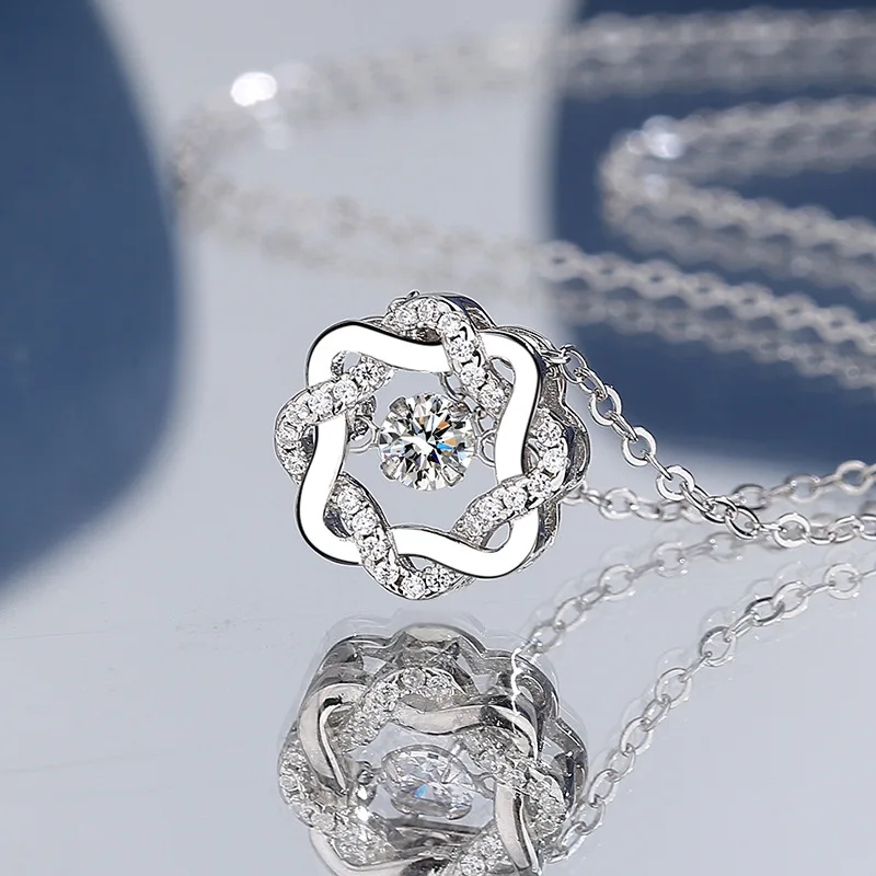 قلادة دلاية ذكية من الفضة المويسانيت S925 ، تصميم خفيف وفاخر ، هدية عيد الحب لصديقتك