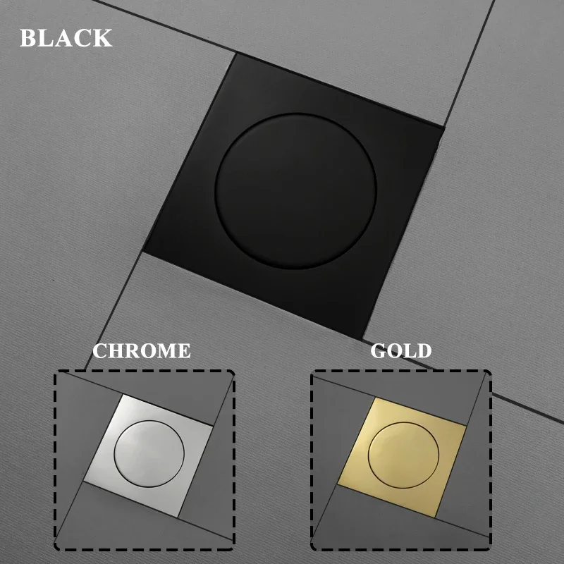 Pop Up Foot Floor Drain 10CM Brass Chrome Anti-odor Bath Drains Push Down Deodorization Gold Matte Black Shower Room Cover Plug