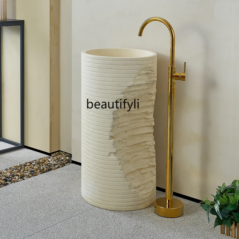 Cream Style Artistic Personality Column Wash Basin B & B Creative Strange Shape Cylindrical Sink Outdoor Column Basin Washbasin