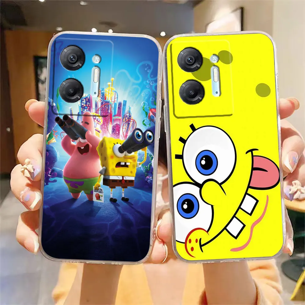 Clear Phone Case For Infinix HOT 9 10 11 12 12i 20 20s 30 30i POVA 2 3 4 PRO PLAY Case Funda Happy S-SpongeBob S-SquarePants