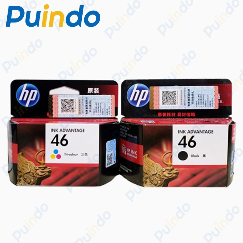 

1Set2PCS Original HP 46 Black & Color Ink Cartridges For HP DeskJet 4720 4729 2520 2529 Dye-Based Ink