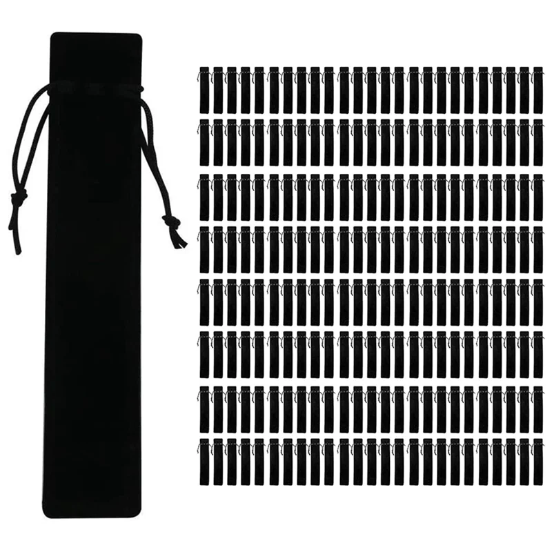1000 Pcs Black Velvet Pen Pouch Sleeve Holder Single Pen Bag Case Pencil Bag