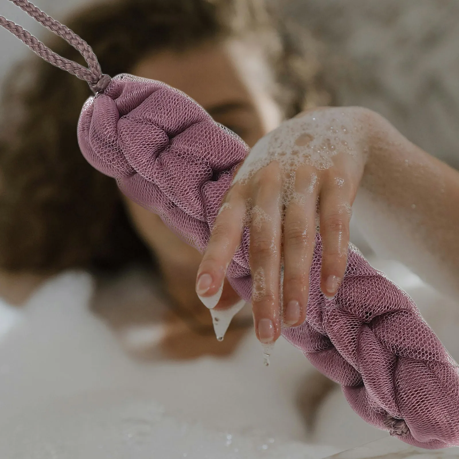 3 قطعة دش الغسيل للظهر التقشير منشفة شبكة الإسفنج المحمولة سبا مثل منشفة التطهير للمنزل الصالة الرياضية السفر #2