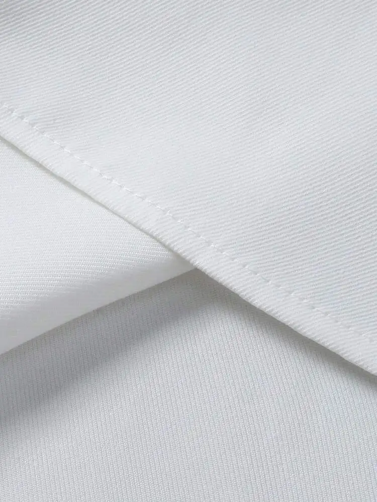 Mens Solid White Long Sleeve Dress Shirt Slim Fit Button Down Formal Business Casual