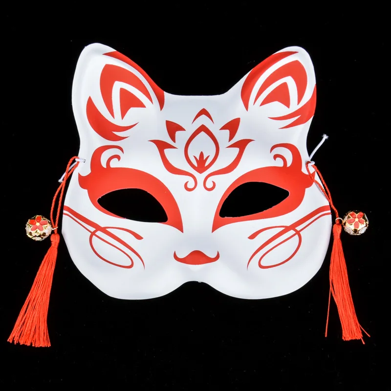 Japanese Cosplay Foxes Mask Hand-Painted Anime Demon Slayer Half Face Cat Masks Masquerade Festival Party Cosplay Props