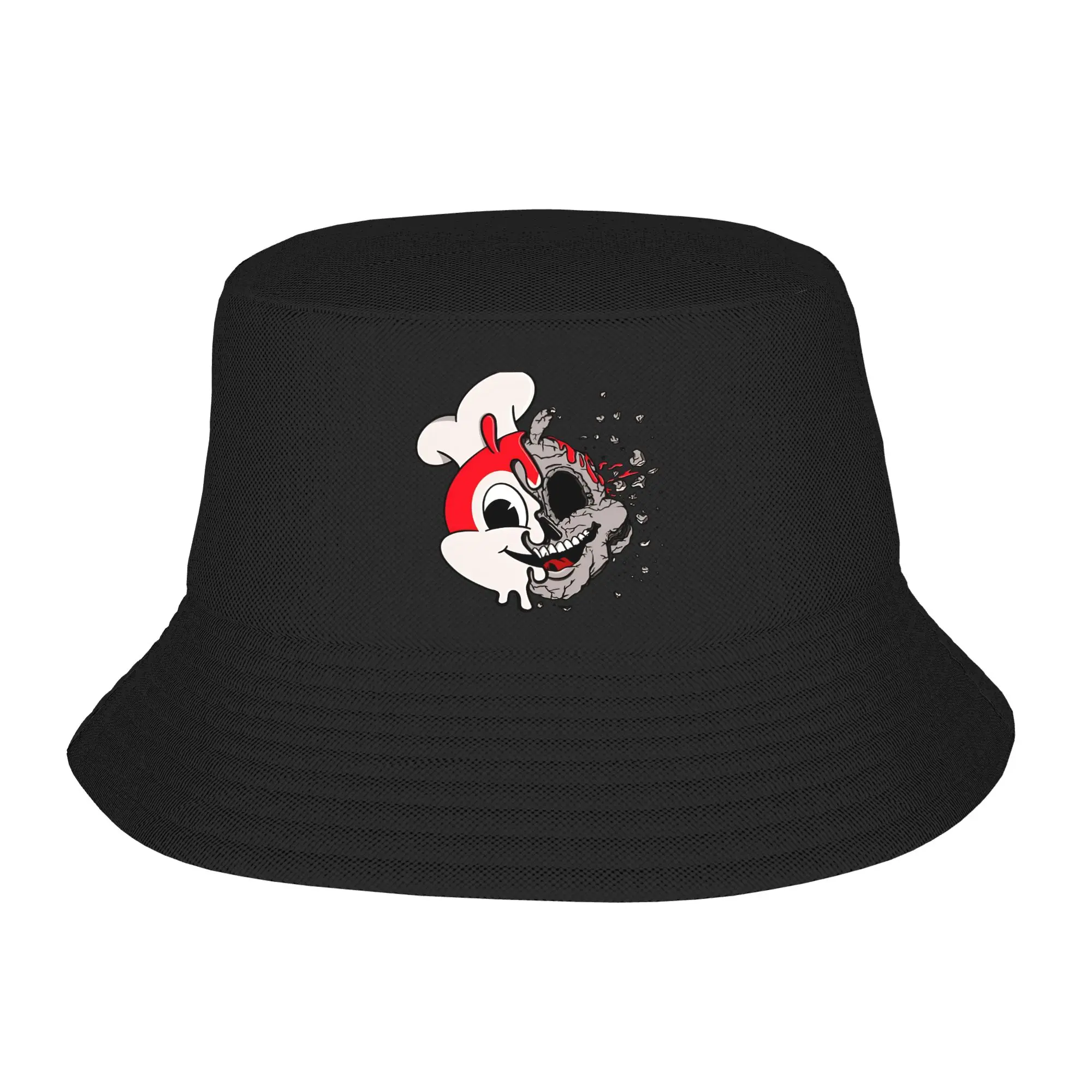 Jollibee Acid Popart Filipino Gray Bucket Hat  Outdoor Fisherman Caps For Couple Fun Fishing Visor Hats Personality Graphic Cap