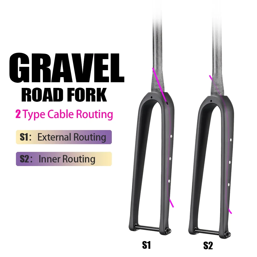 

Гравийная вилка из углеродного волокна Suraida T800 — внутренний трос дискового тормоза 700C подходит для колесной пары 70045C/27,52,1 дюйма, совместимая с дорогой/путешествием