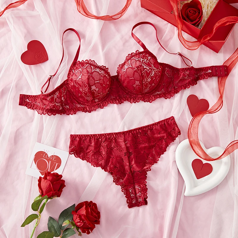 Sexy Women Underwear Romantic Lace Lingerie Fancy Hollow Erotic Lingerie Ultra Sexy Bra and Panty Sets Intimate Daring Lingerie