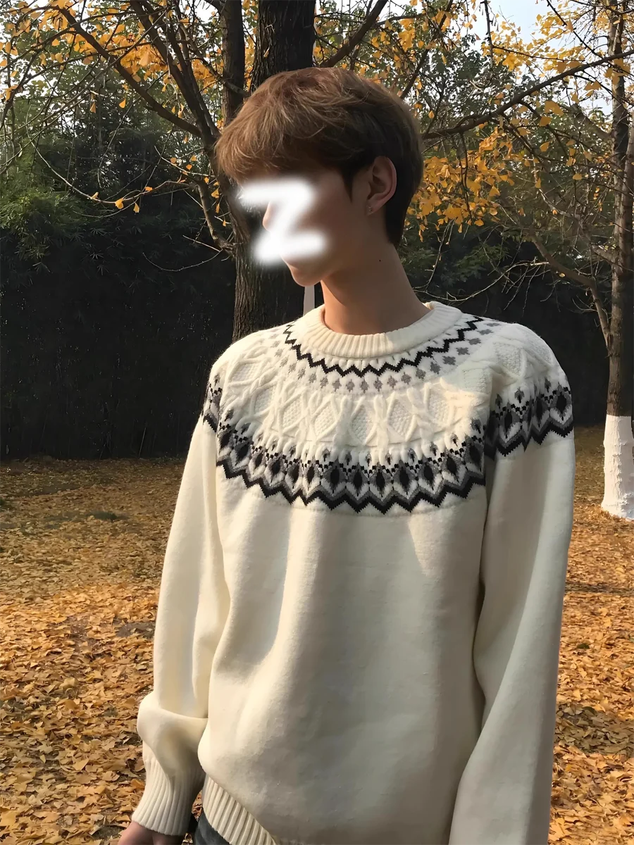 

American Sle Knitted Sweater round Ne Comfortable ex Loose Fit Commute Casual Top Soft Polyester Fiber adient Color