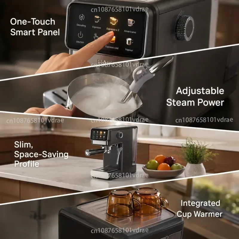 High-pressure Coffee Machine, 20 Bar, Semi-automatic, Domestic Use, Steam Extraction, with Milk Frothing Function