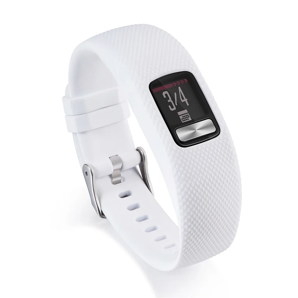 Silicone Watch Strap Replacement Textured Smart Watch Bracelet Soft Comfortable for VivoFit 4 Stainless Steel Buckle Men Women