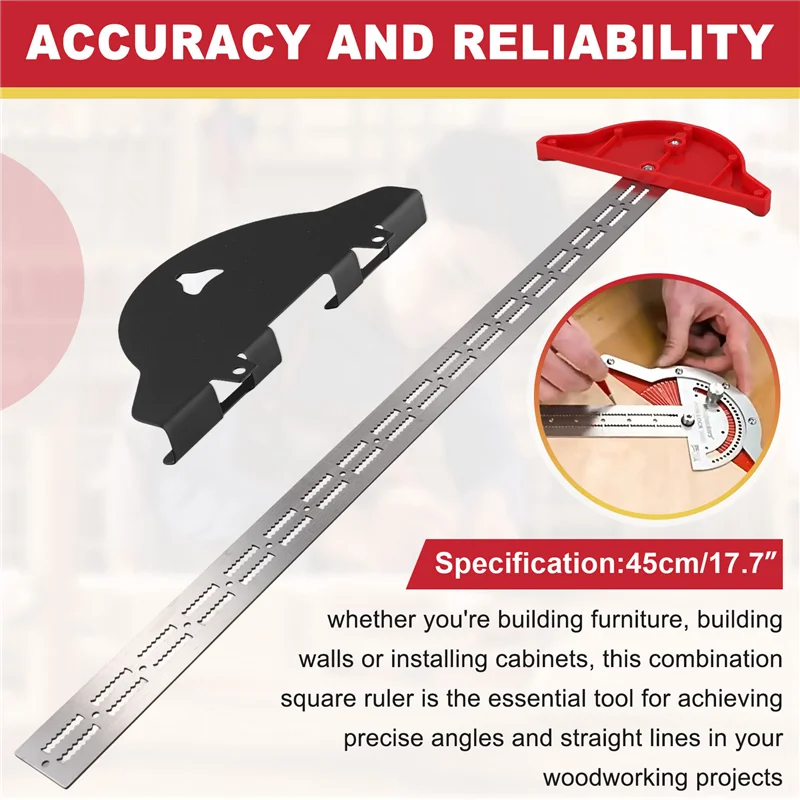 

ABPQ-Woodworkers Ruler Protractor Angle Finder Woodworking Design Ruler Protractor T Square Woodworking Scribing Tools