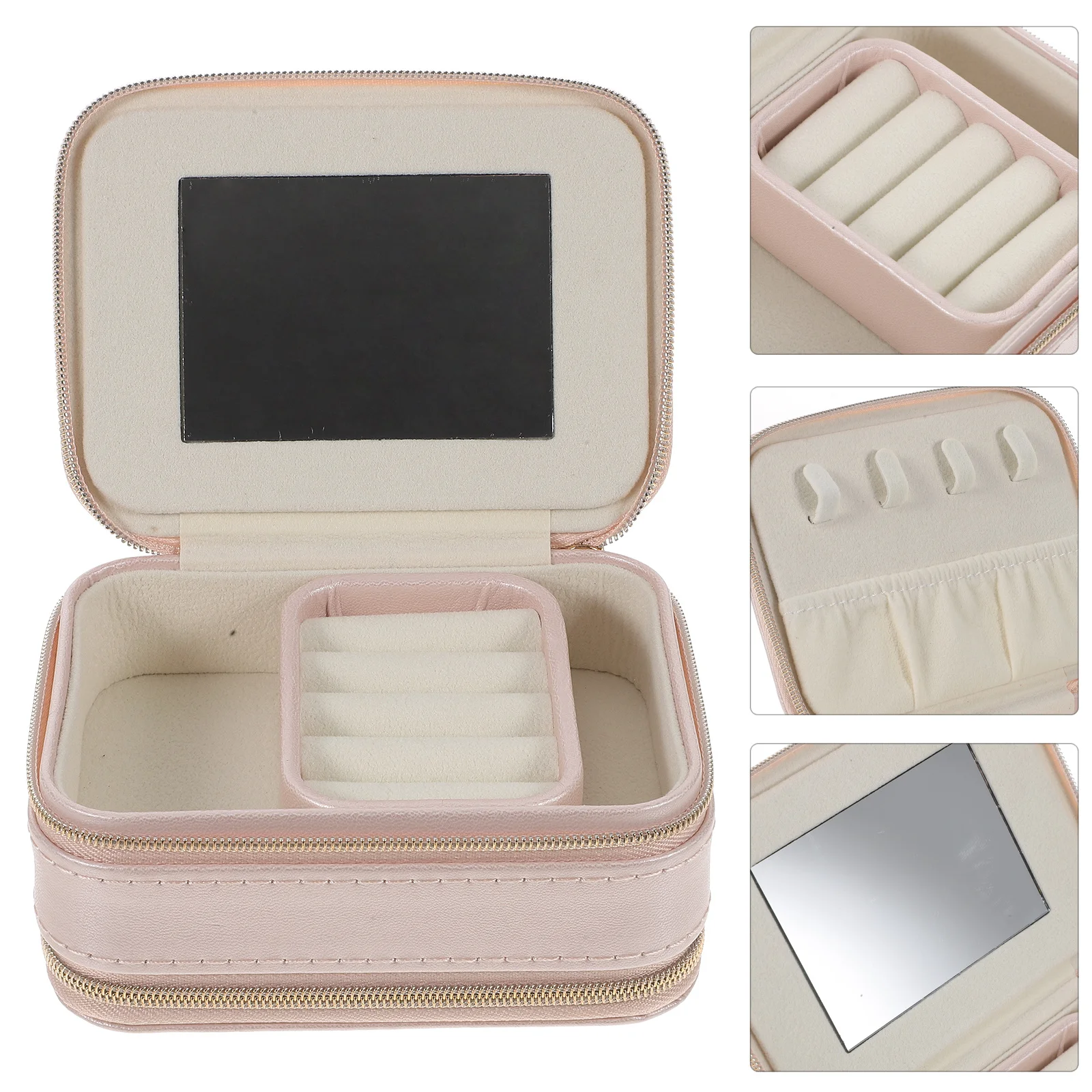 

Double-Layer Jewelry Box Small Compact Design Travel Jewelry Organizer Storage Case for Rings Necklaces Earrings Portable