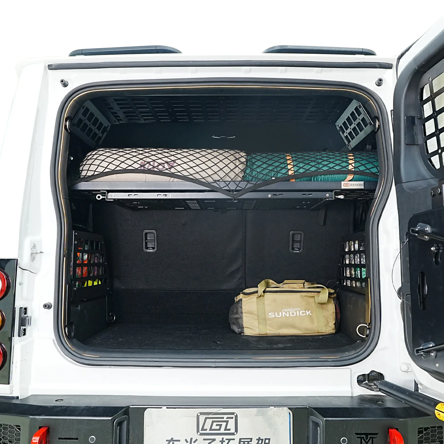 For BAW 212 T01 2024-2026 MOLLE Panel Storage Box Car Rear Trunk Shelf Debris Rack Interior Car Accessories Aluminum Whole Set