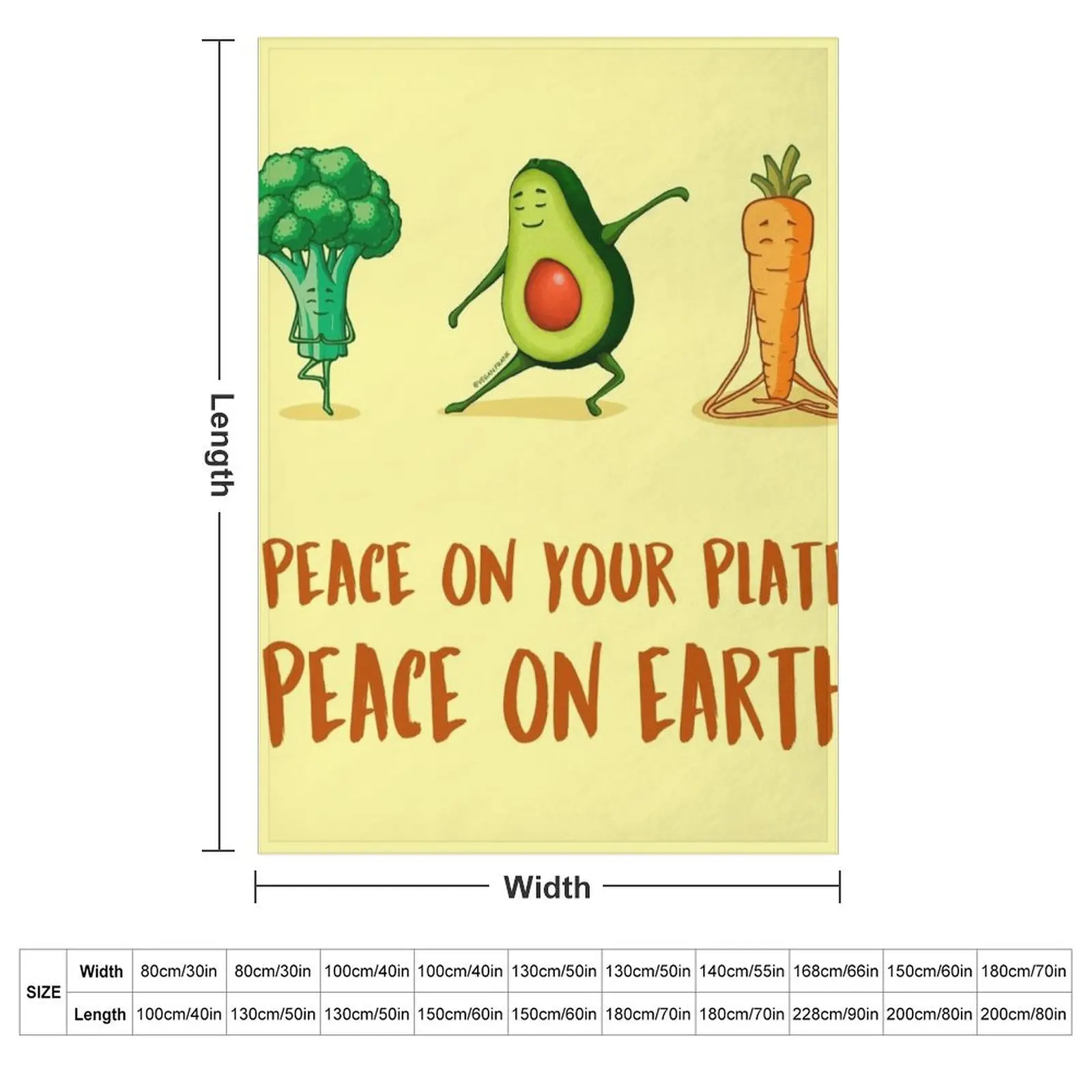 Cute Yoga veggies: broccoli - avocado - carrot Throw Blanket Extra Large Throw Decorative Throw Single Weighted Blankets