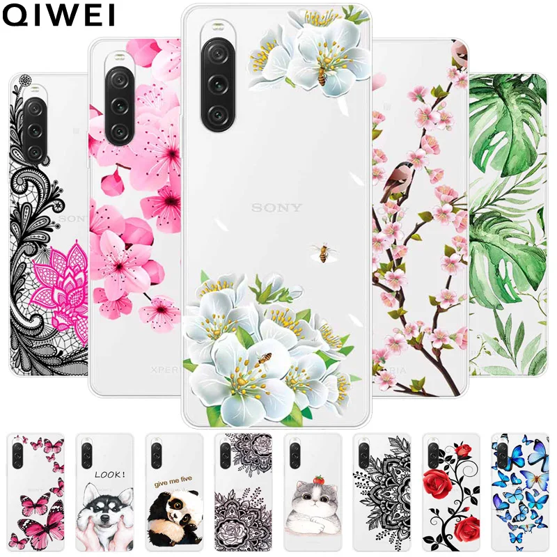 Para Sony Xperia 10 V/1 V 2023 funda transparente TPU suave Linda funda transparente de silicona para Sony Xperia 1 10 IV fundas de teléfono 10V 10IV