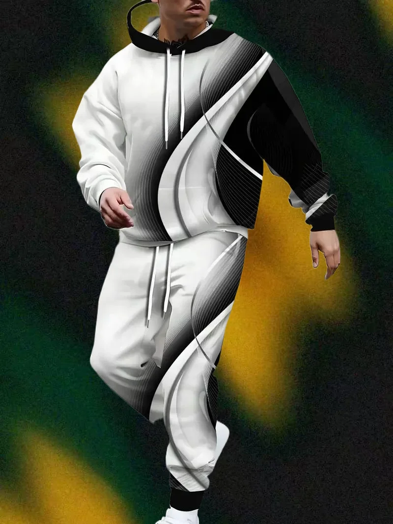 Autumn/Winter New Y2K Sports 2pcs Set Cool 3D Printed Men's Fashion Oversized Comfortable Daily Street  jogging Tracksuit