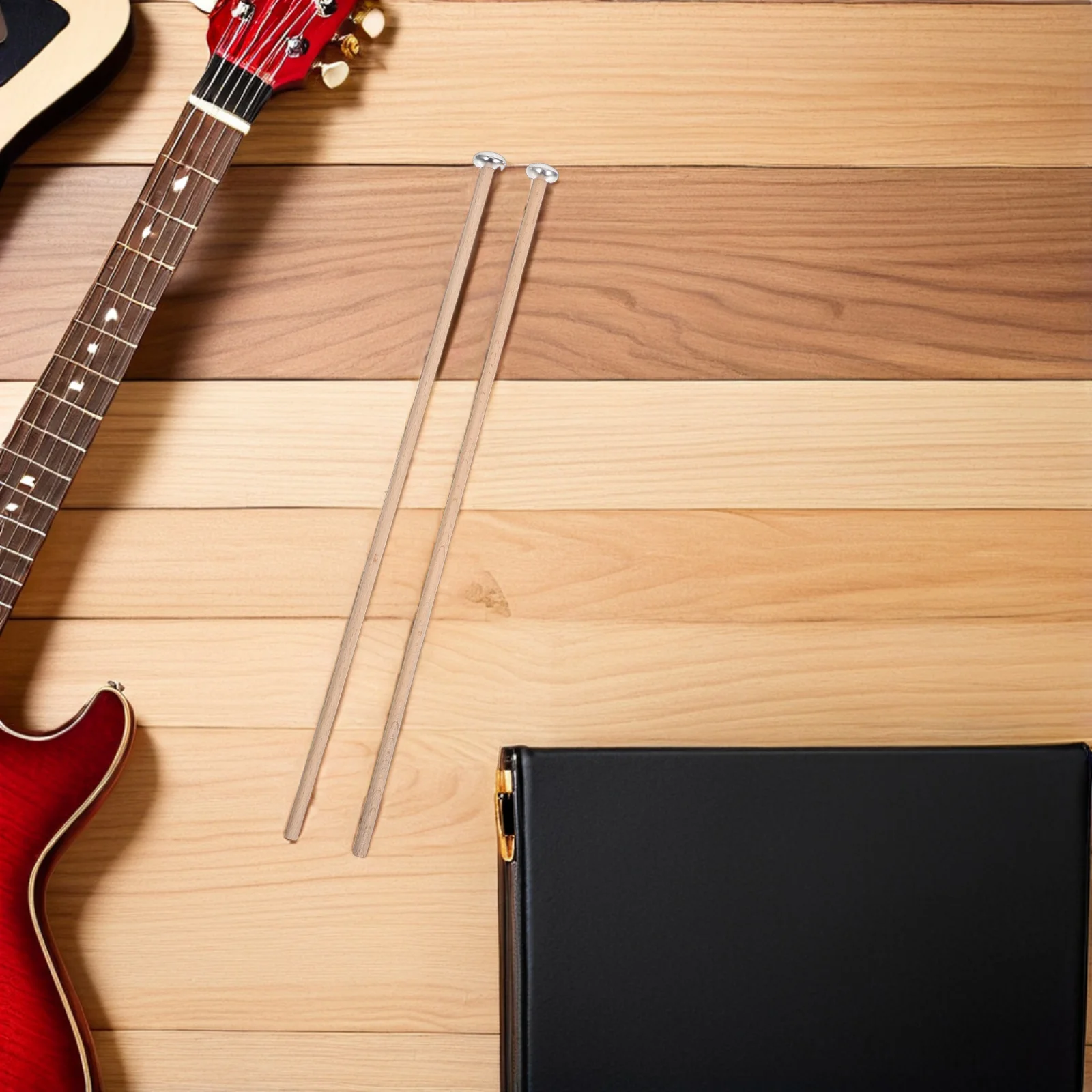 

1Pair Aluminum Glockenspiel Mallets Oval Metal Head Wooden Handle Lightweight Drumsticks for Xylophone Percussion Accessory