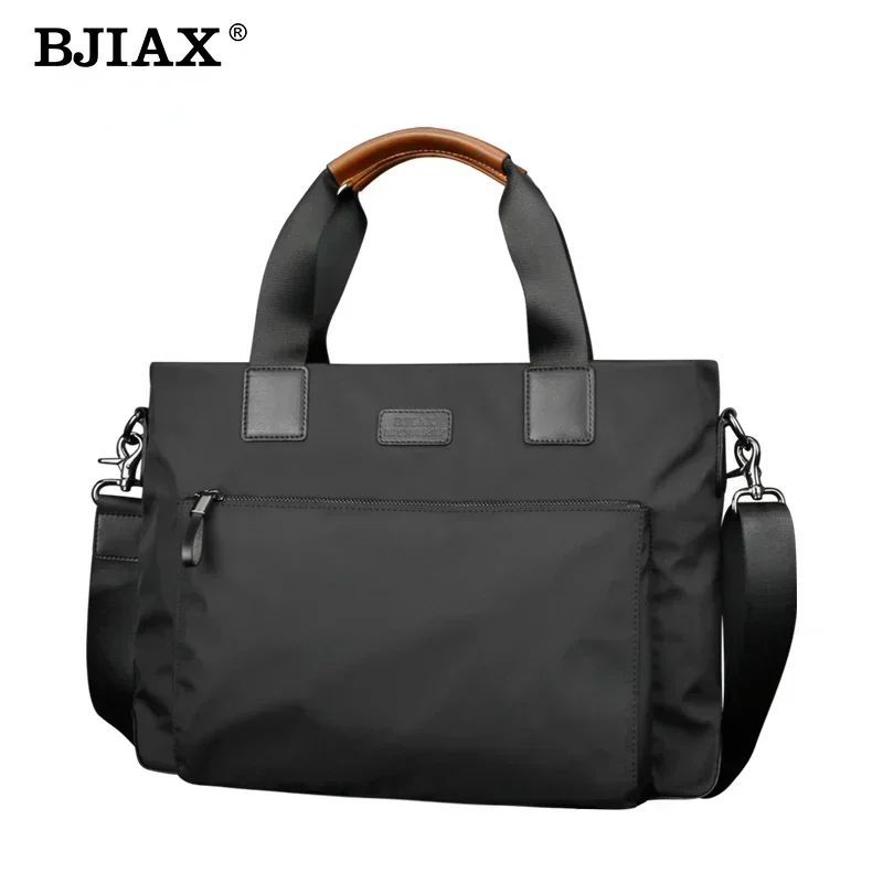 Imagem -03 - Bjiax Horizontal Business Casual Bolsa Nylon Oxford Pano Canvas Bolsa Crossbody Pasta para Homens Novo