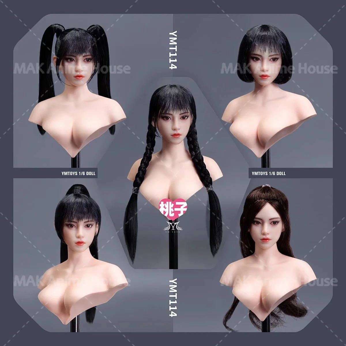 

YMTOYS 1/6 YMT114 Asian Girl Head Sculpture Movable Eyes Carving Model Fit 12'' TBL ANT PH Pale Skin Female Soldier Action Body