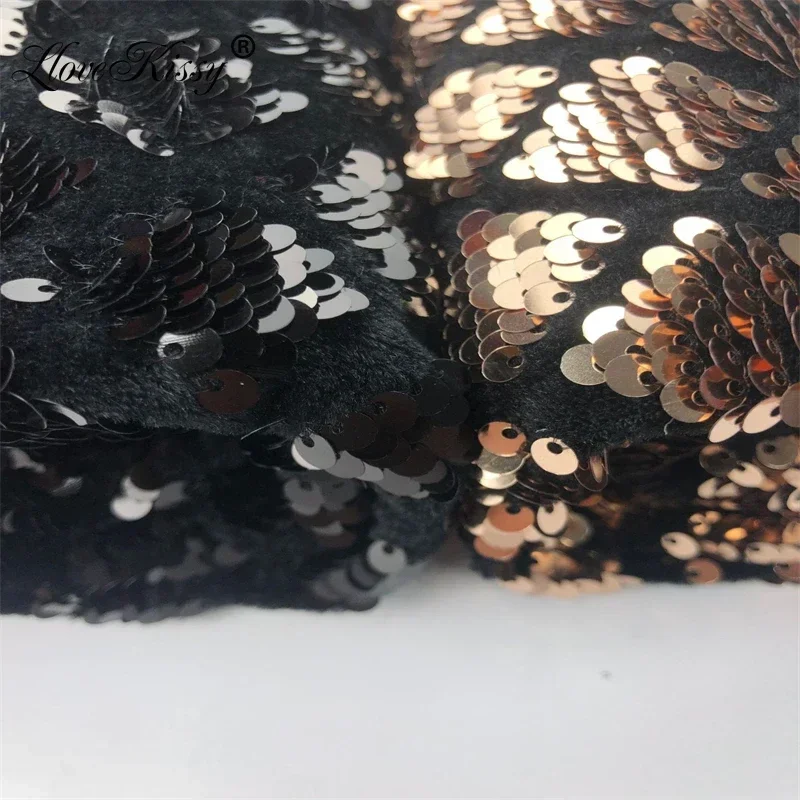 DIY 5MM tela de lentejuelas de terciopelo bordado tela con purpurina de diamante por yarda para vestidos de fiesta de ancho: 125CM