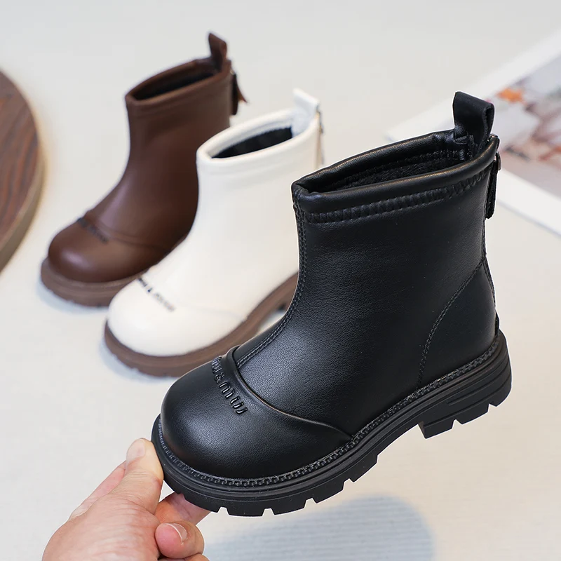 

Детские короткие сапоги для девочек, удобные одинарные ботинки, новинка осени-зимы 2026, модные теплые сапоги для девочек с начесом