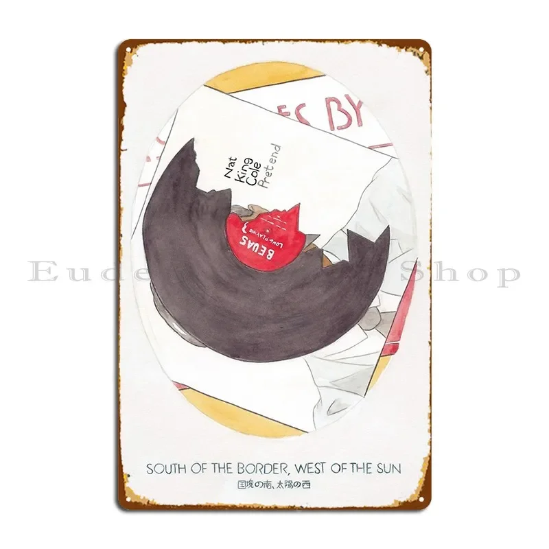 Haruki Murakami_S South Of The Border West Of The Sun Watercolour Metal Plaque Poster Retro Club Party Iron Tin Sign Poster