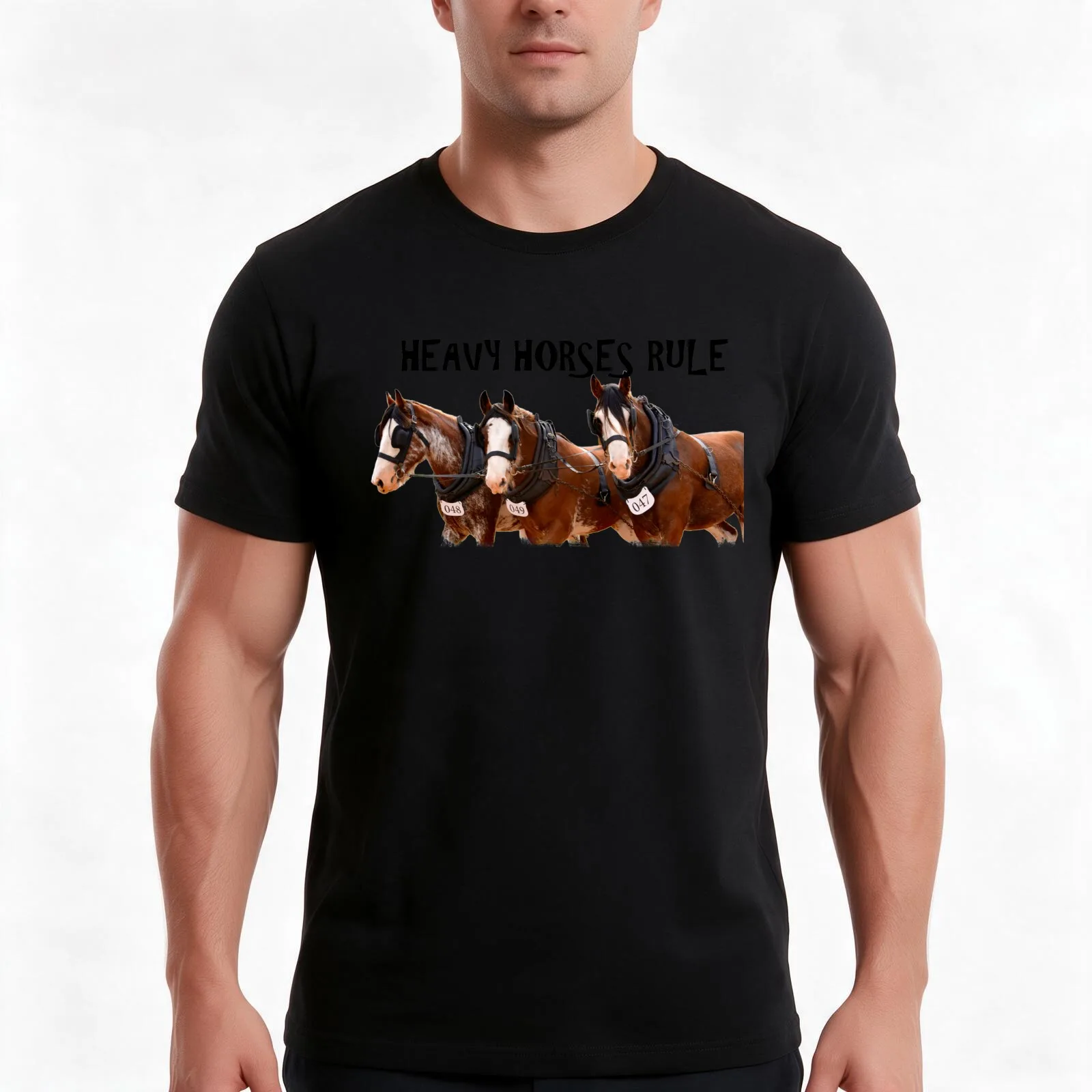 HEAVY HORSES, DRAFT HORSES, CLYDESDALE HORSES T-Shirt, Summer Casual Cotton Tee, Oversized Streetwear Tops, Unisex Men Women