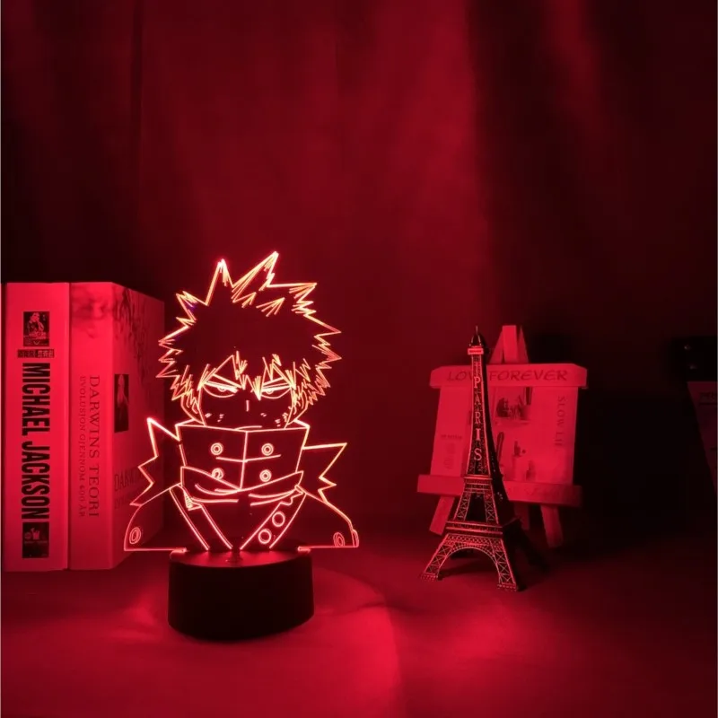 Imagem -04 - Led Night Light Anime Meu Herói Academia para Decoração do Quarto Presente de Aniversário Mangá Gadget Meu Herói Academia Katsuki Bakugo Lâmpada 3d 3d