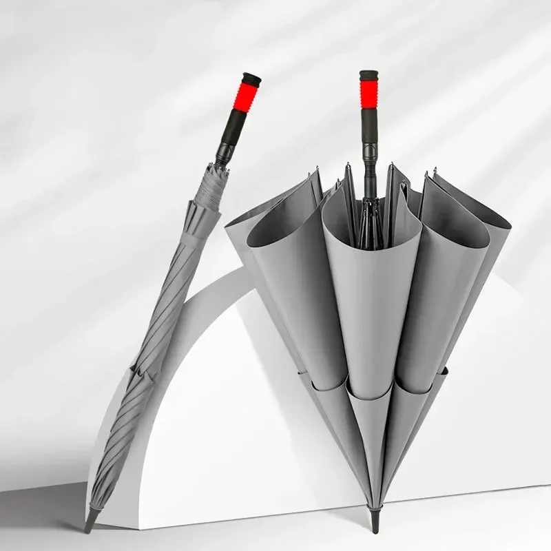 

135CM Large Size Red Handle Automatic Umbrella Business Eight Bones Wind Resistance Long Handle Umbrella Straight Bar Rain Gear