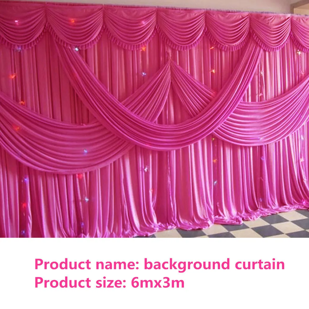 Luxury European Style Ice Silk 3mx6m With Tassels Swags Drapes Only Wedding Backdrop Curtain Decortaion