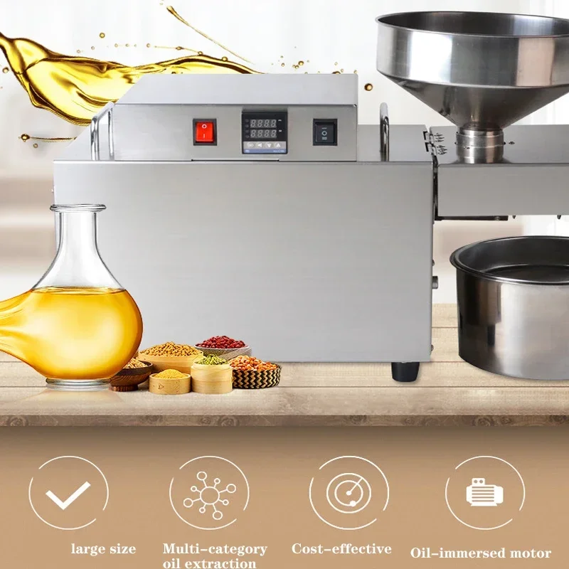 110V/220V  Linseed Oil Press Peanut Oil Press 2000W Hot And Cold Large Stainless Steel Oil Press 15Kg/H