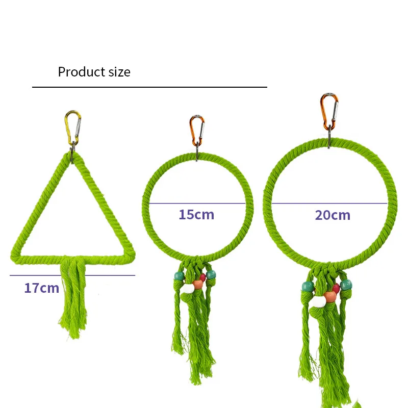 Pet Bird Toys Parrot Swing Rings Toy Bird Cage Accessories Decorations Colorful Cotton Rope Rings Bird Supplies Cotton Rope Toy