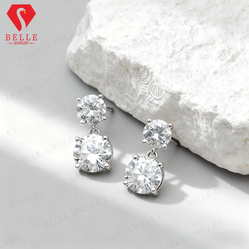 

Женские серьги круглой формы с муассанитом 5,6 карата/10 карат, потрясающие с сильным огнем, идеально подходящие для подарков на день рождения и праздник для особых случаев