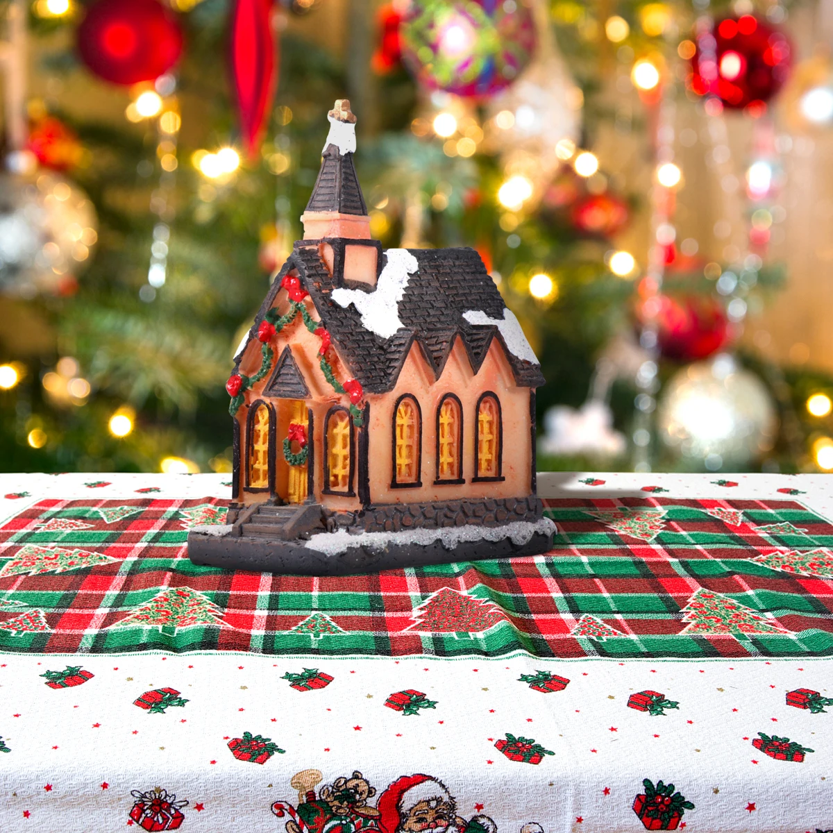 1 قطعة LED مضاءة فيلا الراتنج عيد الميلاد منزل دافئ متوهجة ديكور لغرفة النوم متجر نافذة الشتاء زخرفة الحفلات الراتنج