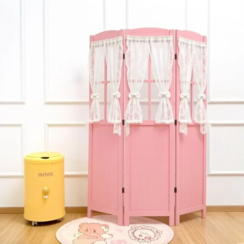 Pink gauze curtain screen girl heart bedroom bedside partition live stream background clothing store nail shop occlusion photogr