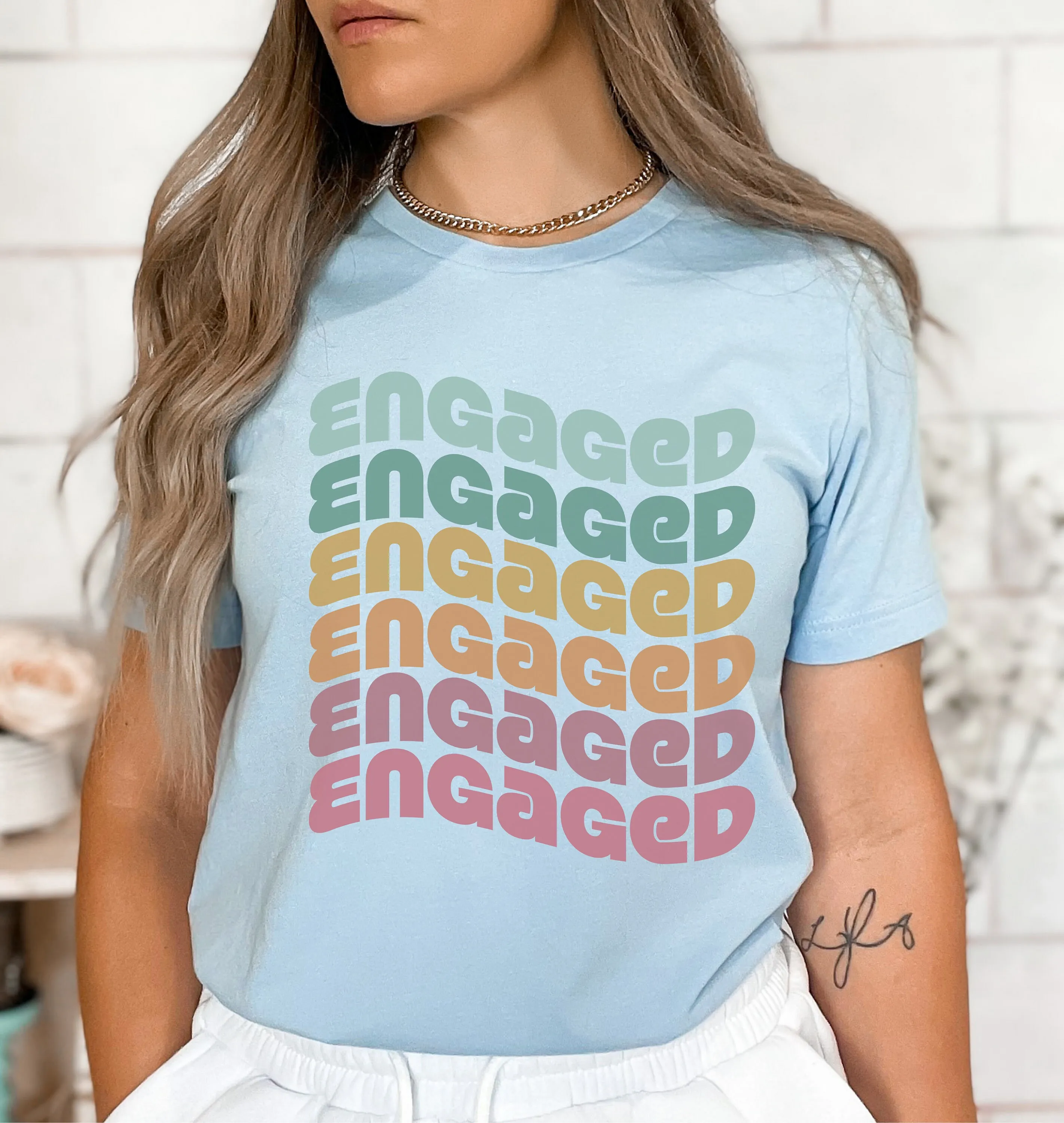 Engaged Bride T Shirt Engagement Announcement Cute Simple Bachelorette Weekend Party