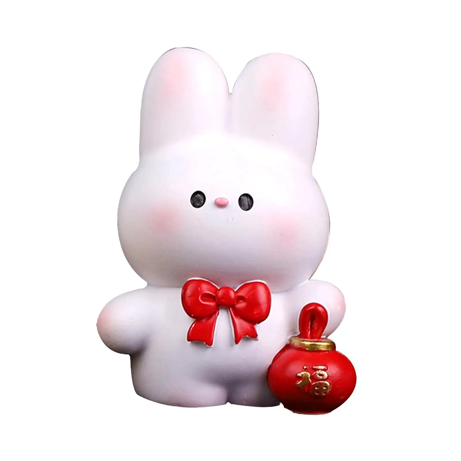Resin Rabbit Figurine Car Dashboard Cake Topper Birthday Gift Home Festive Decoration Ornament for Desktop Shelf Bedroom Office