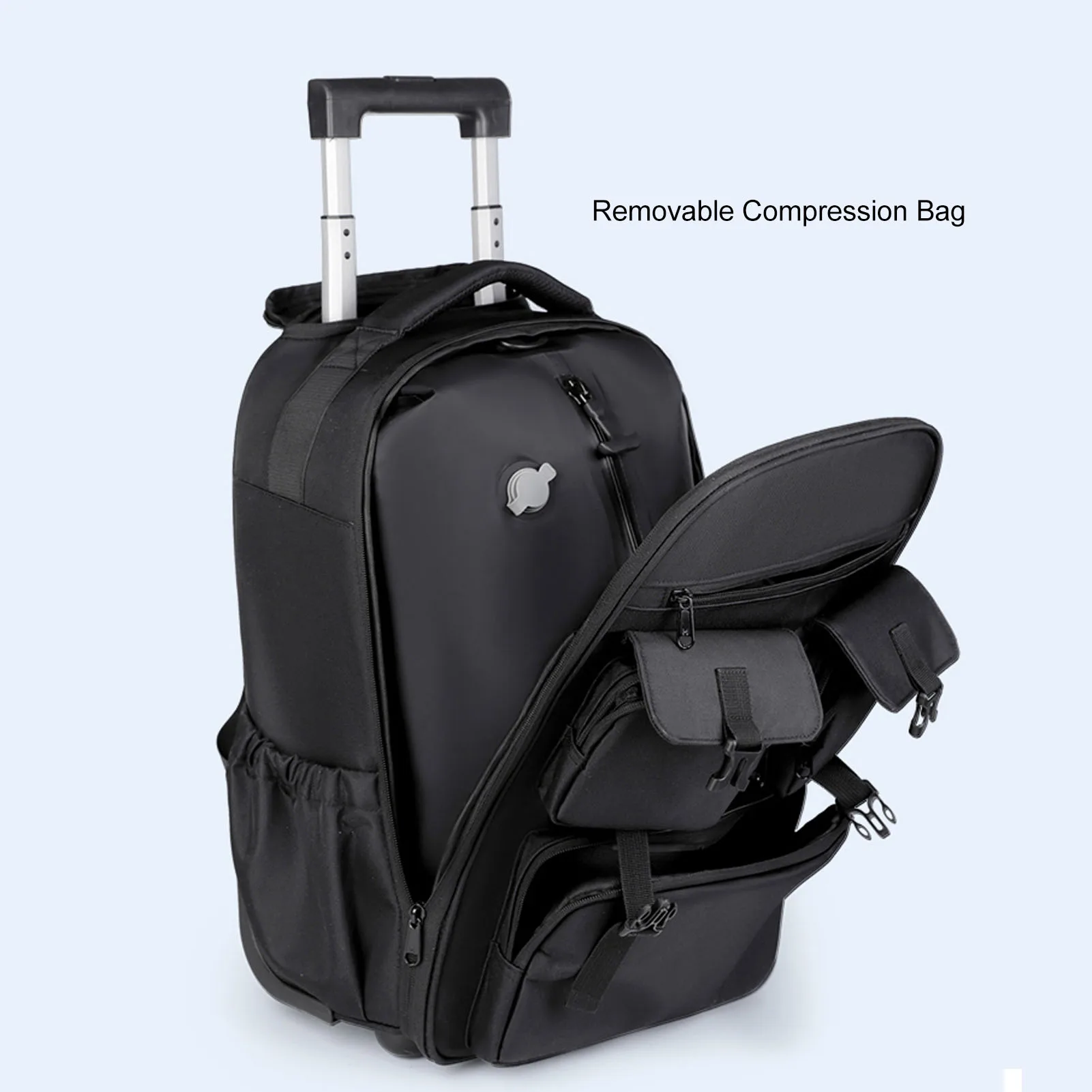 Torba podróżna na kółkach z regulowanym paskiem na ramię, wielofunkcyjna, wodoodporna, plecak próżniowy na podróże służbowe