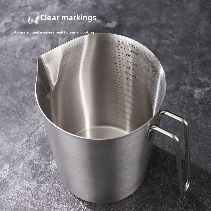 Food Grade 304 Stainless Steel Graduated Cup with Lid for Baking Coffee Tea Laboratory High Temperature Resistant Kitchen Tool