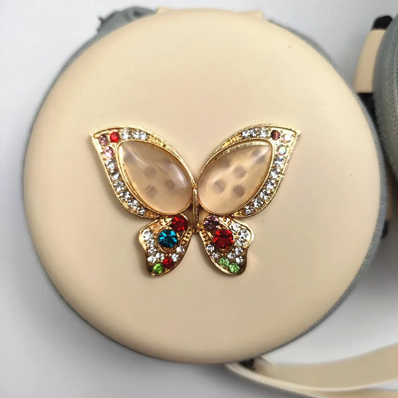 مطعمة حجر الراين طوي النظارات الشمسية المستديرة حقيبة للتخزين ريترو موضة البيج النظارات الحقيبة إيفا للطي نظارات حالة B1