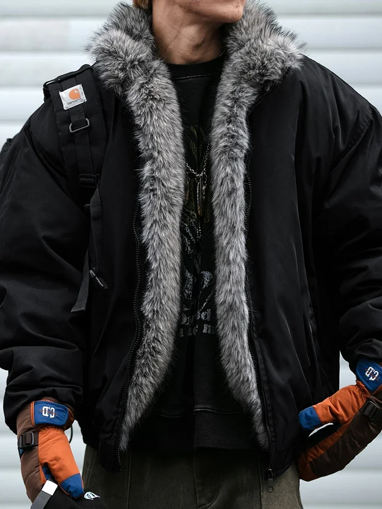 Streetwear Thick Warm Jacket Winter Fleece Lined Fur Collar High Quality Cold Proof Heavyweight Outdoor Thermal Coat