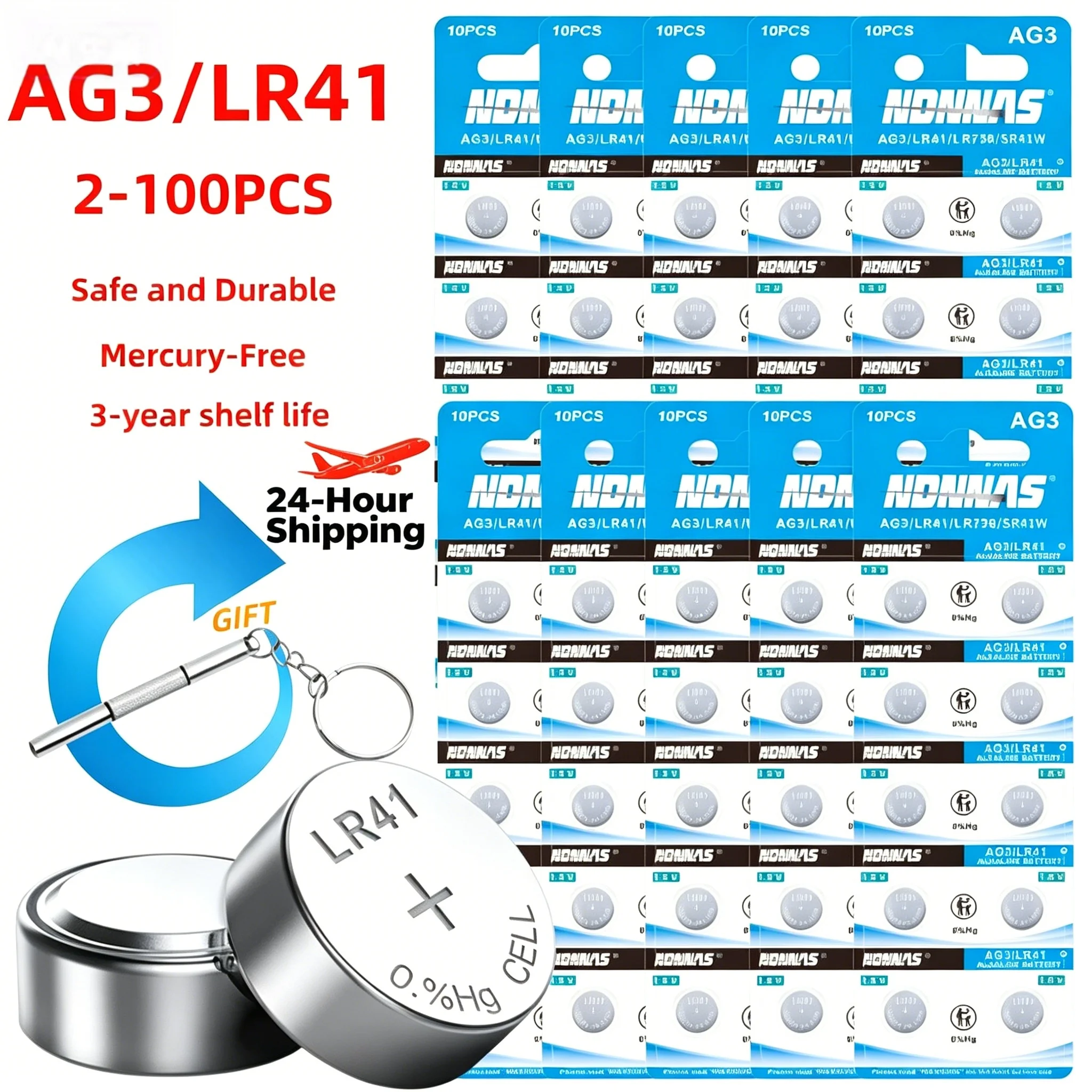 2-100Pcs LR41 AG3 392 1.5V Button Coin Cell Batteries 384 192 Advanced Alkaline Battery for watches,calculators,Apple TV Remotes