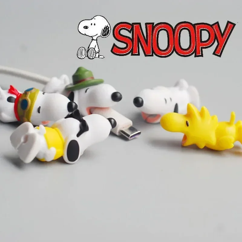 Snoopy Charging Cord Protection Data Line Cord Cable for IPhone Xiaomi Common Cute Anime Figure Cable Winder Cover Toys Gifts